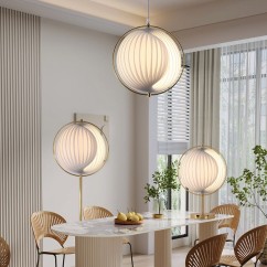 White Restaurant Ceiling Pendant Lamp Foldable Pleated Minimalist Sofa Nordic Style Bedside Atmosphere Hanging Light