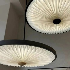 Modern LED Restaurant Round Pendant Light High Grade Pleated Bar Chandelier Table Bedroom Bedside Ceiling Pendant Lamp