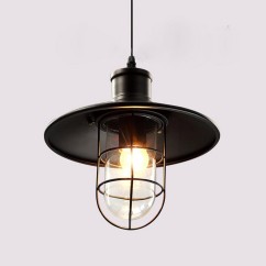 American Country Metal Cage Dining Room Pendant Lamp Restaurant Europe Bar Counter industrial Glass Lampshade Pendant Lights