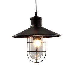 American Country Metal Cage Dining Room Pendant Lamp Restaurant Europe Bar Counter industrial Glass Lampshade Pendant Lights