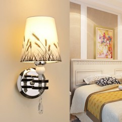 Modern Bowling Bedroom Bedsides Wall Lights Ear Of Wheat Painting Fabric Chrome Mirror Front Corridor Wall Sconces