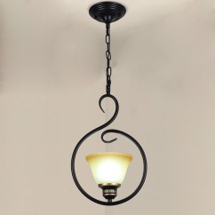 Vintage Iron & Glass Pendant Lights - Rustic Dining Room & Foyer Lighting