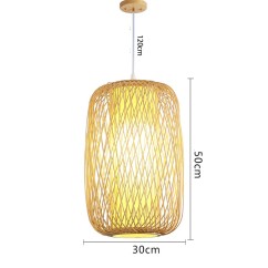 Handmade Bamboo Basket Restaurant Pendant Lamp Dining Room Balcony Kitchen Room Restaurant Hanging Light Fixtures