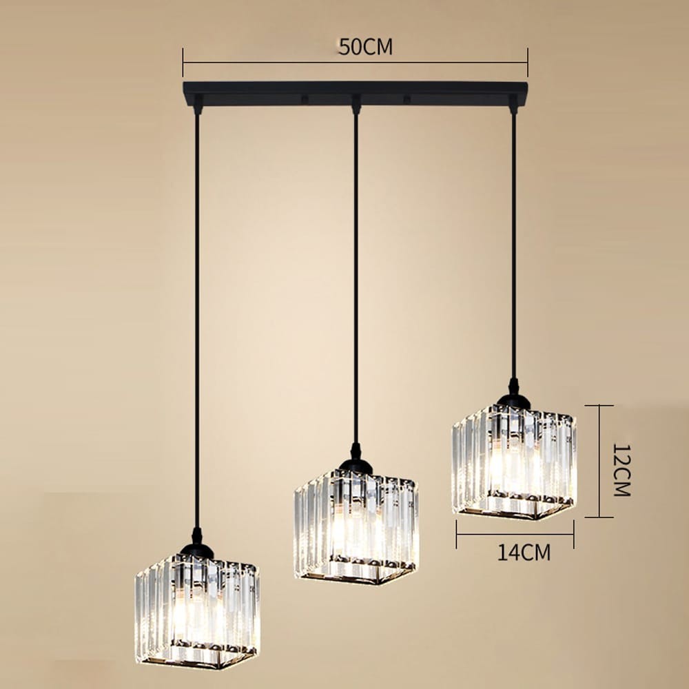 Clear Crystal Dining Room Pendent Lamp  Restaurant Kitchen Hanging Light Cafe Bar Counter Shops Chandelier