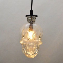 Retro Skull Head Clear Glass Pendant Light Ghost Glass Bottle Bar Counter Restaurant Droplight