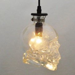 Retro Skull Head Clear Glass Pendant Light Ghost Glass Bottle Bar Counter Restaurant Droplight