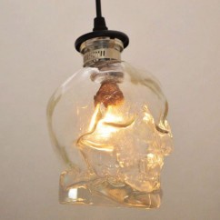 Retro Skull Head Clear Glass Pendant Light Ghost Glass Bottle Bar Counter Restaurant Droplight