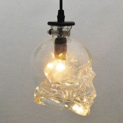 Retro Skull Head Clear Glass Pendant Light Ghost Glass Bottle Bar Counter Restaurant Droplight