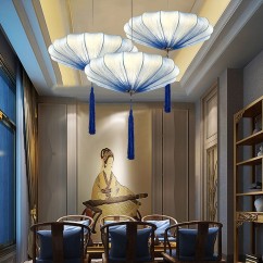 Modern Restaurant Pendant Light Chinese-Style Fabric Imitation Antique Tea House Corridor Lantern for Hotel