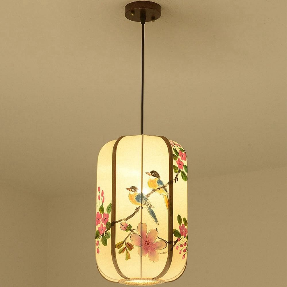 Chinese Hand-Painted Lanterns Restaurant Pendant Light Balcony Corridor Hanging Lamp Pastoral Birds Bedroom Pendant Lamps