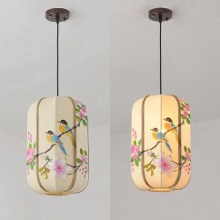 Chinese Hand-Painted Lanterns Restaurant Pendant Light Balcony Corridor Hanging Lamp Pastoral Birds Bedroom Pendant Lamps