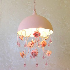 Pastoral Ceramic Rose Bedroom Pendant Light Rustic Metal Shade Corridor Hallway Bedroom Balcony Hanging Lamp