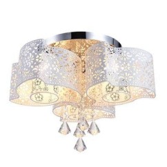 Modern Living Room Crystal Ceiling Lamp Painted Metal Hollow Out Petal Parlor Ceiling Lights Glass Bedroom Chandelier