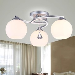 Modern Crystal Living Room Ceiling Lights Simple White Glass Children Bedroom Ceiling Lamp Study Room Chandelier