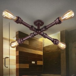 Industrial Metal Tube Study Room Ceiling Lamp Vintage Country Restaurant Ceiling Light American Dining Room Ceiling Lighting