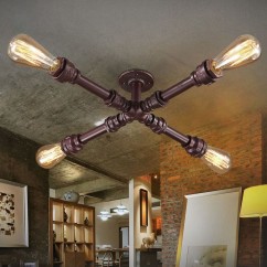 Industrial Metal Tube Study Room Ceiling Lamp Vintage Country Restaurant Ceiling Light American Dining Room Ceiling Lighting