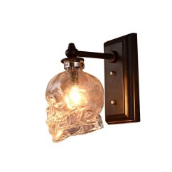 American Loft Clear Glass Skull Bar Club Wall Lamps Industrial Loft Retro Balcony Wall Lights Corridor Hallway Wall Sconce