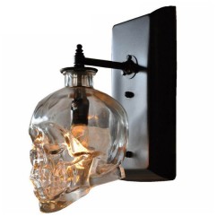 American Loft Clear Glass Skull Bar Club Wall Lamps Industrial Loft Retro Balcony Wall Lights Corridor Hallway Wall Sconce