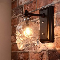 American Loft Clear Glass Skull Bar Club Wall Lamps Industrial Loft Retro Balcony Wall Lights Corridor Hallway Wall Sconce