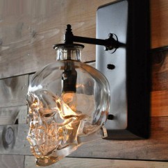 American Loft Clear Glass Skull Bar Club Wall Lamps Industrial Loft Retro Balcony Wall Lights Corridor Hallway Wall Sconce