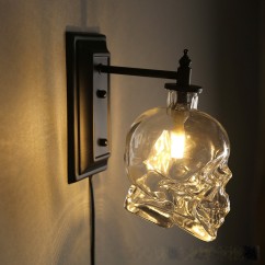 American Loft Clear Glass Skull Bar Club Wall Lamps Industrial Loft Retro Balcony Wall Lights Corridor Hallway Wall Sconce