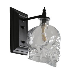 American Loft Clear Glass Skull Bar Club Wall Lamps Industrial Loft Retro Balcony Wall Lights Corridor Hallway Wall Sconce