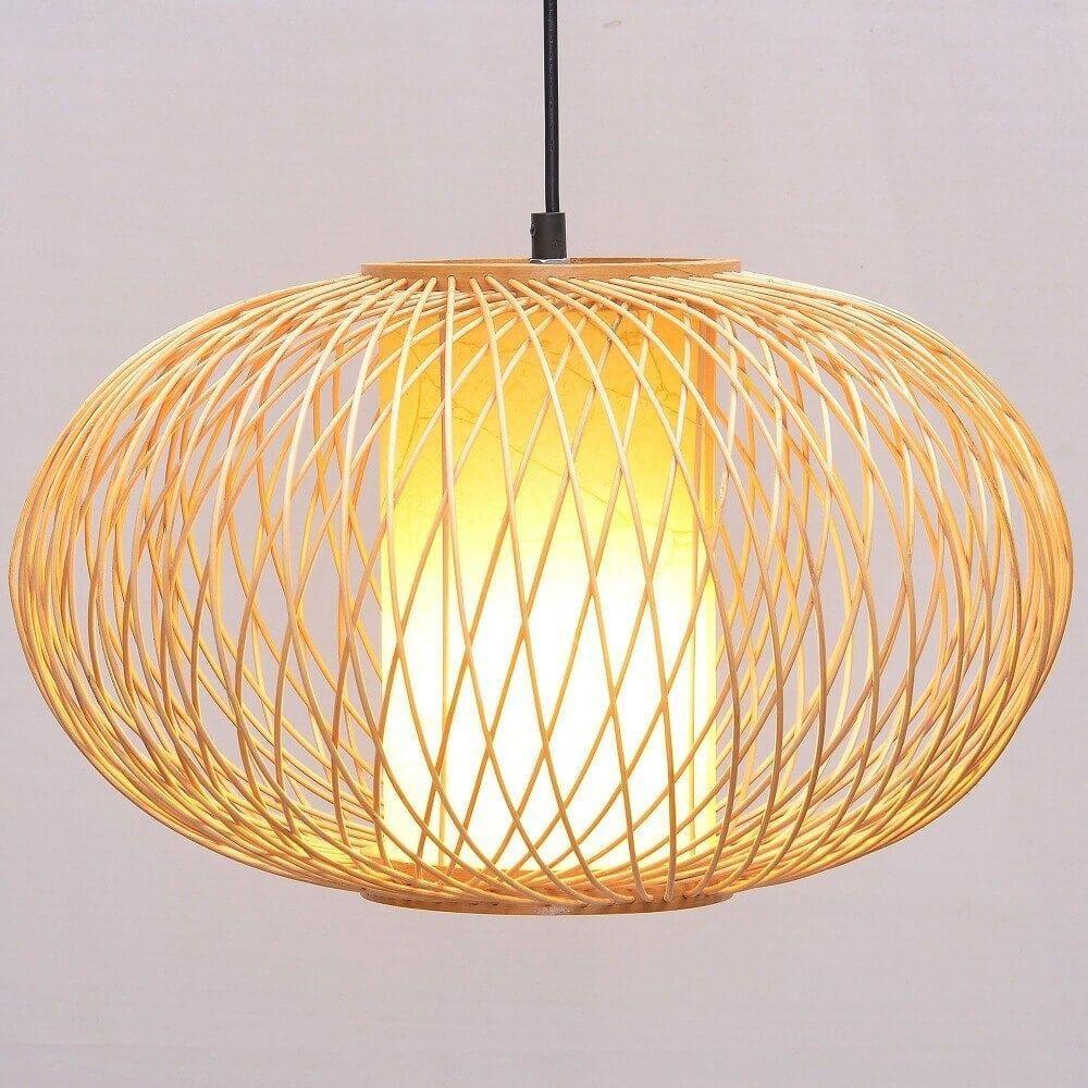 37 South Asian Bamboo Pumpkin Dining Room Pendant Lamp Country Rustic Hanging Lamps oovov.com img 1