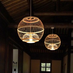 South Asian Bamboo Lantern Dining Room Pendant Lamp Japanese Restaurant Pendant Lights Country Rustic Hanging Lamps