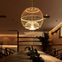 South Asian Bamboo Lantern Dining Room Pendant Lamp Japanese Restaurant Pendant Lights Country Rustic Hanging Lamps