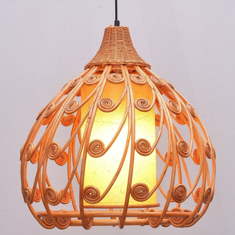 South Asian Rattan Dining Room Pendant Lamp Hand-Made Japanese Restaurant Pendant Lights Country Rustic Hanging Lamps