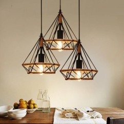 Industrial Black Diamond Frame Restaurant Pendant Light Home Loft hemp rope Dining Room Vintage hanging Lamp suspension Fixtures