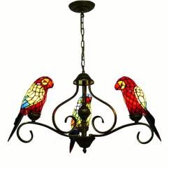 Tiffany Glass Parrots Dining Room Chandelier Mediterranean Restaurant Hanging Lamp Bar Counter Birds Cafe House Drop lights