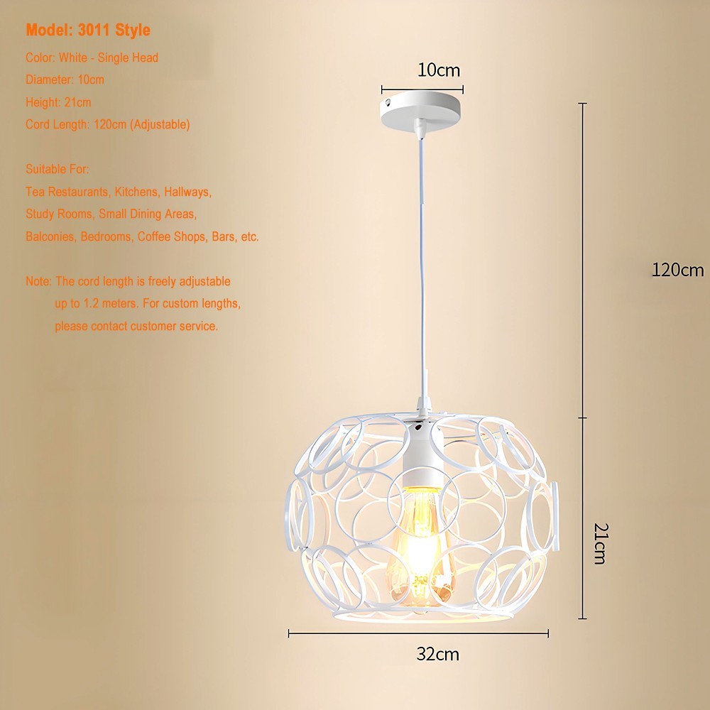 Modern Minimalist Pendant Light Iron Art E27 Bulb Adjustable Suspension for Dining Room Kitchen Bedroom Lighting