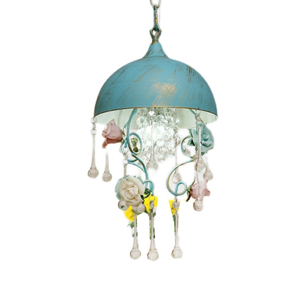 Crystal Corridor Pendant Light Pink Flower Hallway Pendant Lighting for Princess Room Corridor