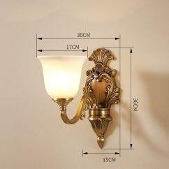 Chinese Copper Living Room Wall Lights Frosted Glass Study Room Wall Lamp Wooden Bedroom Bedsides Stair Case Corridor Wall Lamps